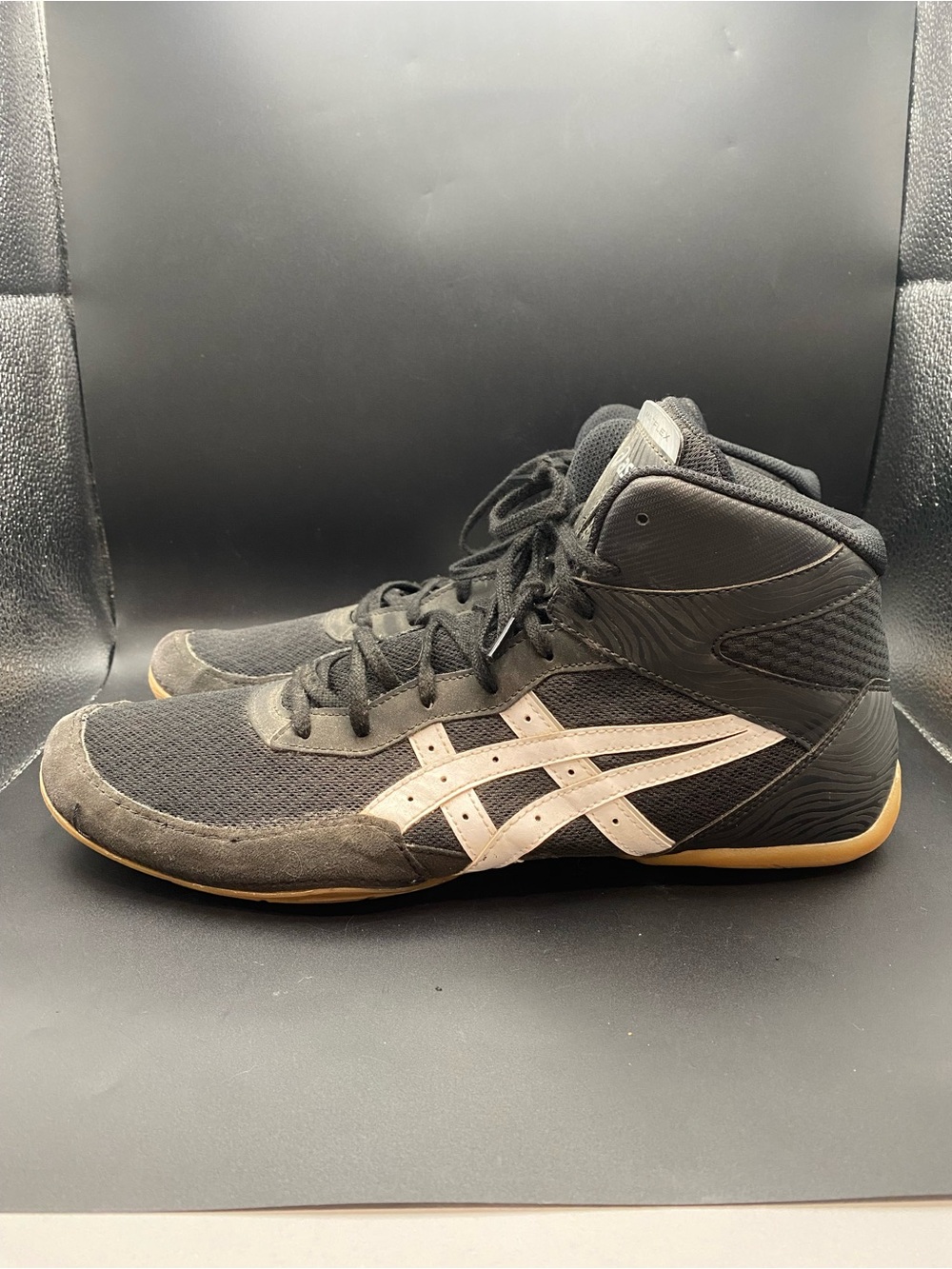 Asics Mens Matflex Wrestling Shoes 13 Black White Athletic Lace Up MMA Sneakers